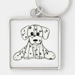 Porte-clés Dessin simple de contour de chien en peluche dalma