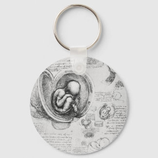 Porte-clés Dessin vintage d'un foetus dans l'utérus 1