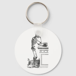 Porte-clés dessin vintage d'un squelette debout