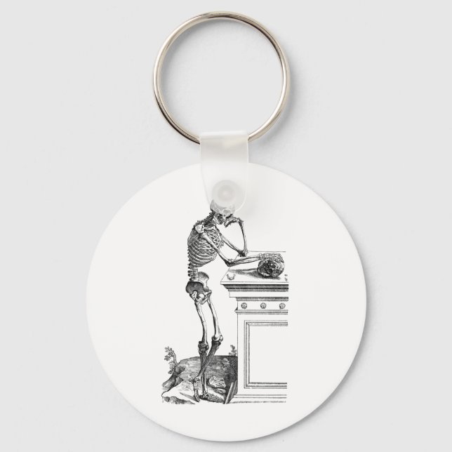 Porte-clés dessin vintage d'un squelette debout (Recto)