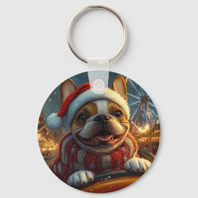Porte-clés Dessous de verre à rouleaux de chien de boîte Noël (Recto)