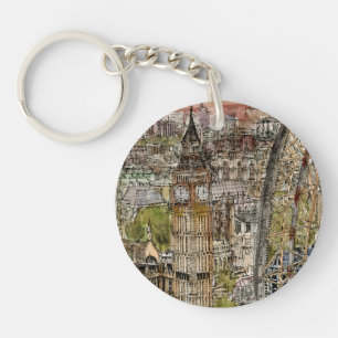 Porte-clés Destinations   Aquarelle Big Ben & London Eye