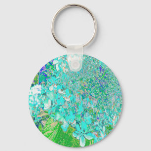 Porte-clés Détail élégant d'hydrangea Aqua et Limelight Green