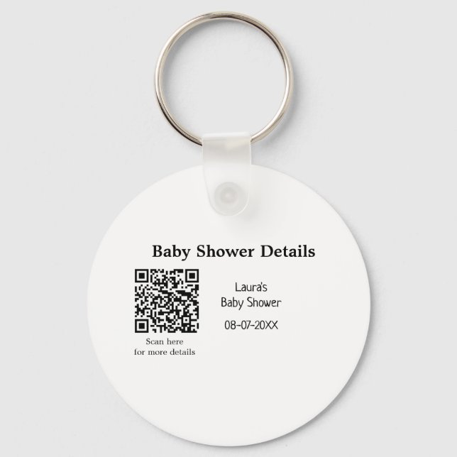 Porte-clés DÉTAILS DU baby shower QR SCAN CODE RU MODERNE MIN (Recto)