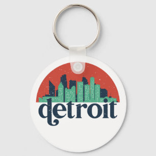 Porte-clés Detroit Michigan City Skyline Retro City Art