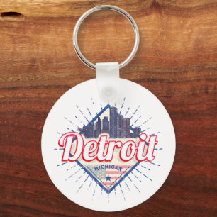 Porte-clés Detroit Michigan États-Unis Skyline Vintage USA