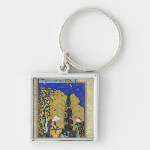 Porte-clés Deux amants dans un verger fleurissant