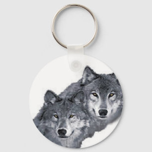 Porte-clés Deux beaux loups, sur un porte - clé