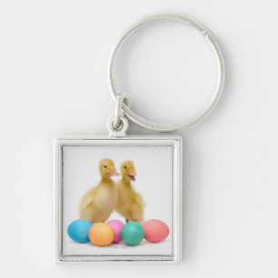 Porte-clés Deux canards avec des oeufs de pâques