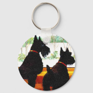 Porte-clés Deux chiens de Scottie attendant le père noël