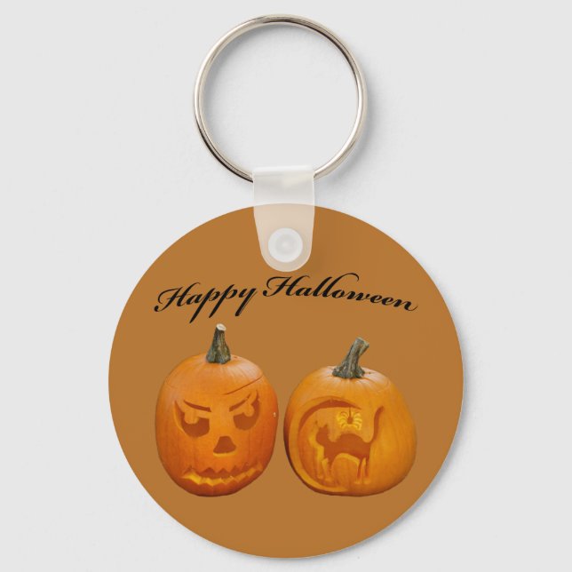 Porte-clés Deux Citrouilles heureux Halloween (Recto)