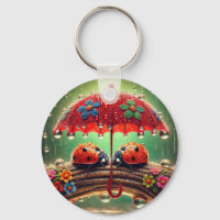 Deux coccinelles sous un parapluie pour accessoire