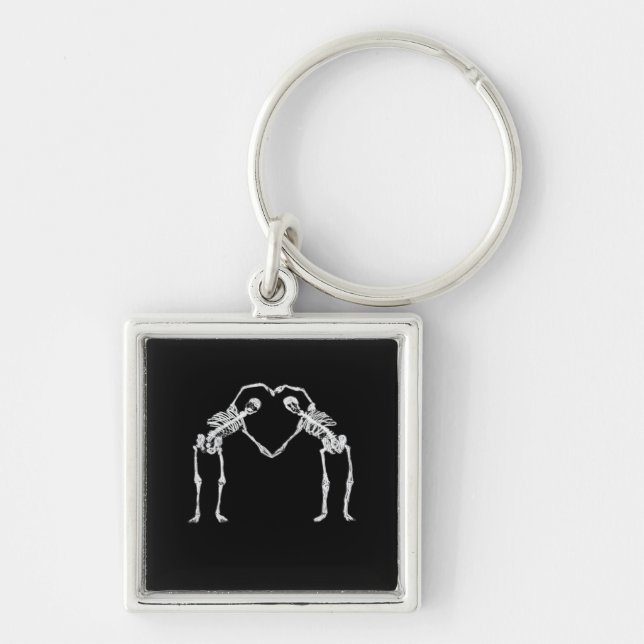 Porte-clés Deux Coeurs de squelette Mains Classique (Devant)