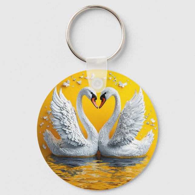 Porte-clés Deux cygnes élégants (Recto)