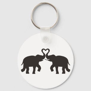 Porte-clés Deux éléphants aiment les silhouettes