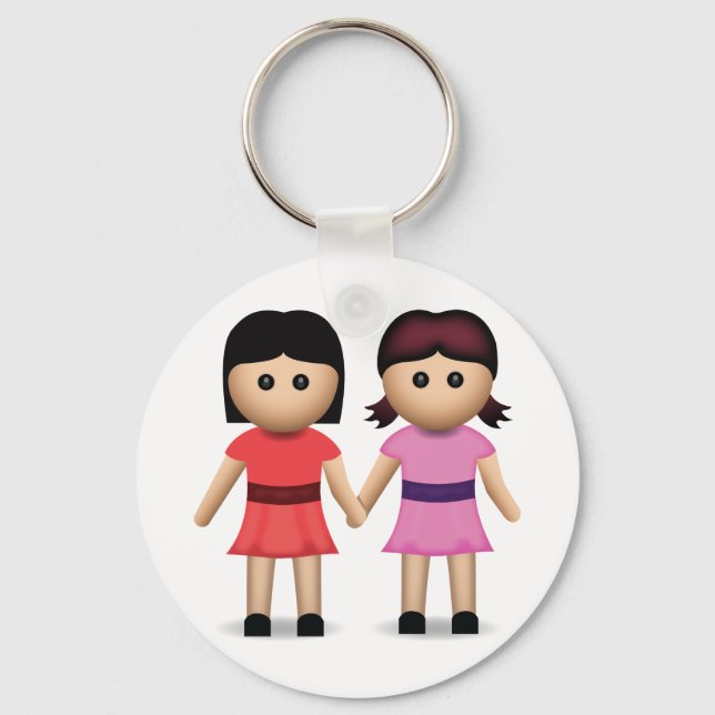 Porte-clés Deux femmes tenant des mains Emoji (Recto)