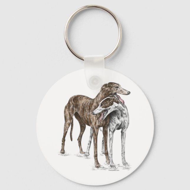 Porte-clés Deux Greyhound Friends Dog Art (Recto)