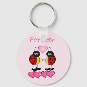 Porte-clés Deux Ladybugs avec Coeurs Coussins, Paroles Foreve
