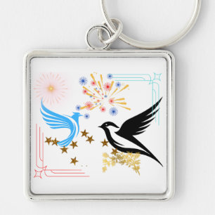 Porte-clés Deux oiseaux majestueux
