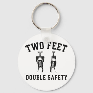 Porte-clés Deux pieds double sécurité humour de conduite drôl
