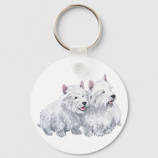 Porte-clés Deux terriers blancs de l'Ouest Écossais (Recto)