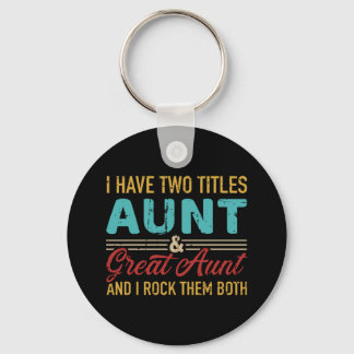 Porte-clés Deux titres tante et grande tante vintage rétro