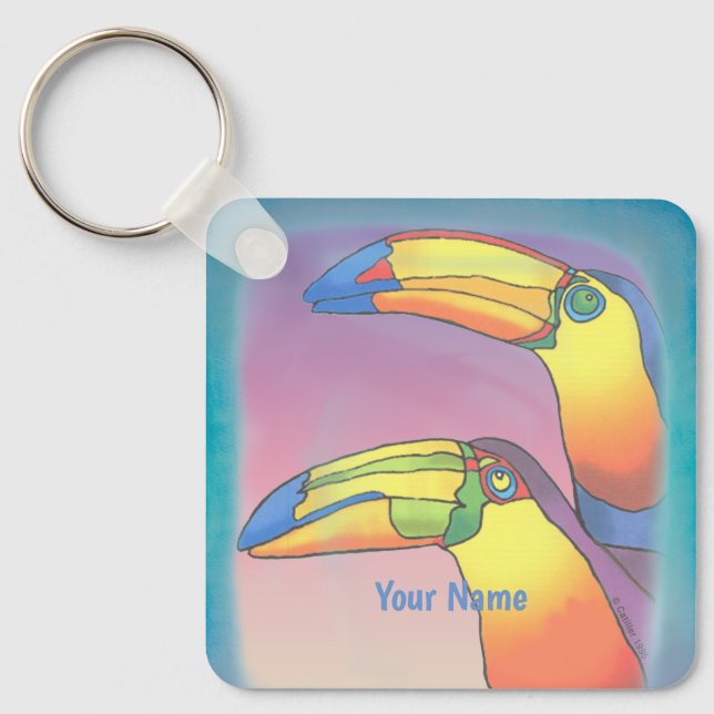 Porte-clés Deux toucans ondulés  (Recto)