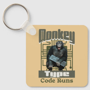 Porte-clés Développeur Full-Stack de type singe, code s'exécu