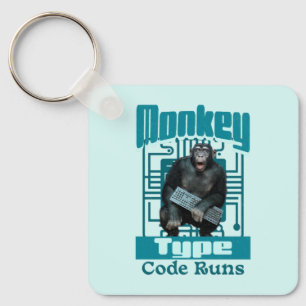 Porte-clés Développeur Full-Stack de type singe, code s'exécu