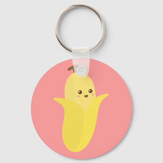 Porte-clés Devenir fou avec une banane mignonne et heureuse (Recto)