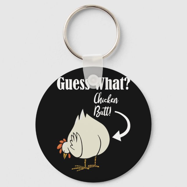 Porte-clés Devinez Quel Beurre De Poulet ! Design blanc (Recto)