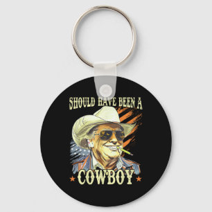 Porte-clés Devrait avoir été un cowboy drôle Trump Rétro Vint