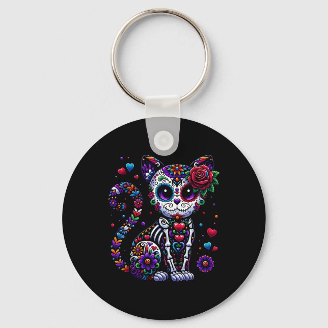 Porte-clés Dia De Los Muertos Cinco De Mayo Chat Crâne de Suc (Recto)
