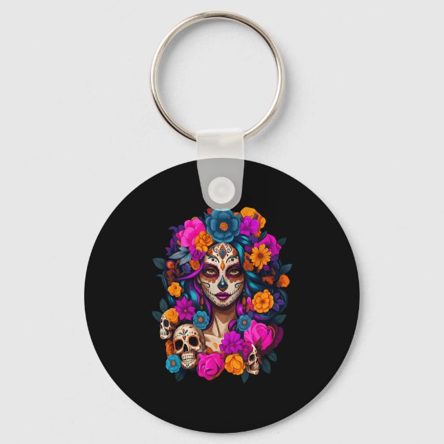 Porte-clés Dia De Los Muertos Mexican Day Of The Dead Sugar S (Recto)