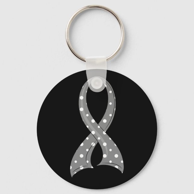 Porte-clés Diabète à ruban gris Polka (Recto)