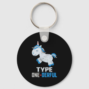 Porte-clés Diabète Génial de Type 1 T1 Sensibilisation Licorn