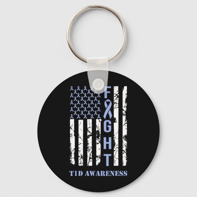 Porte-clés Diabète T1d Mois de sensibilisation drapeau bleu R (Recto)
