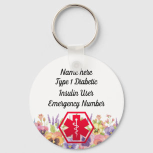 Porte-clés Diabetic Alert Personalized Type 1 or 2