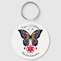 Diabetic Alert Type 1 or 2  Personalize Butterfly