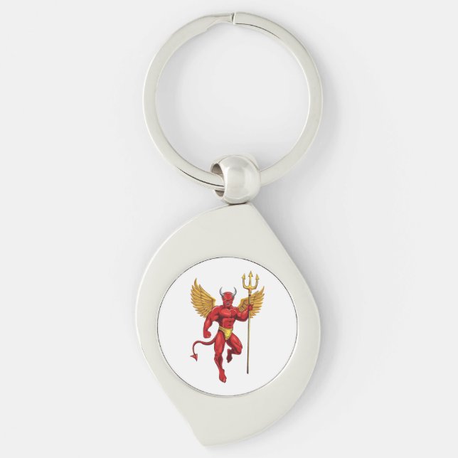 Porte-clés Diable avec trident (Devant)