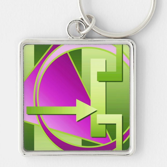 Porte-clés "Diagramme de circuit" imprimé art numérique, vert (Devant)