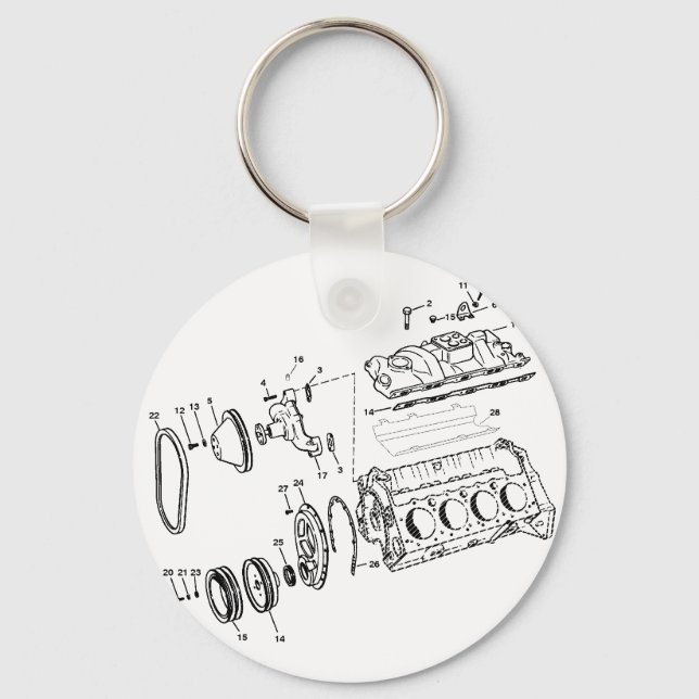 Porte-clés Diagramme moteur 454ci (Recto)