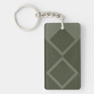 Porte-clés diamant bicolore en vert mousse – Perso