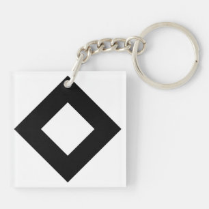 Porte-clés Diamant blanc, Bordure noire en gras