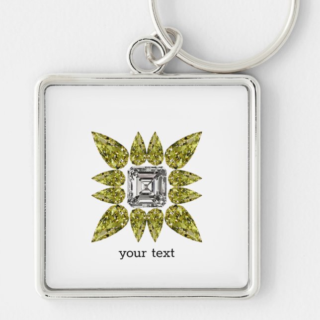 Porte-clés Diamant de poire jaune (Devant)