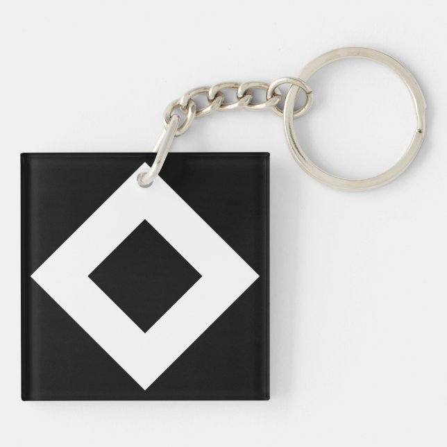 Porte-clés Diamant noir, Bordure en blanc gras (Dos)