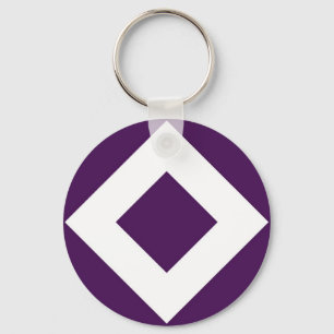 Porte-clés Diamant Profond Violet, Bordure Blanche Gras