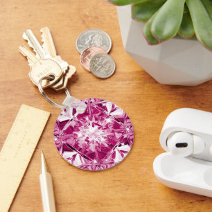 Porte-clés Diamant Rose Violet Unique Nom Personnalisé Modern