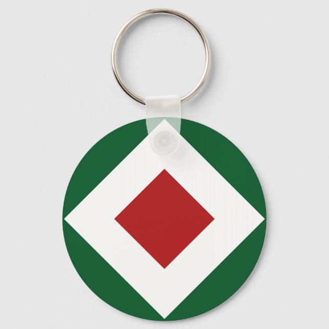 Porte-clés Diamant rouge, Téméraire blanc sur Vert (Recto)