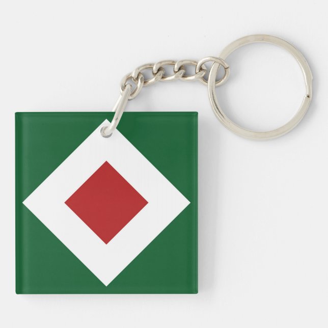 Porte-clés Diamant rouge, Téméraire blanc sur Vert (Dos)